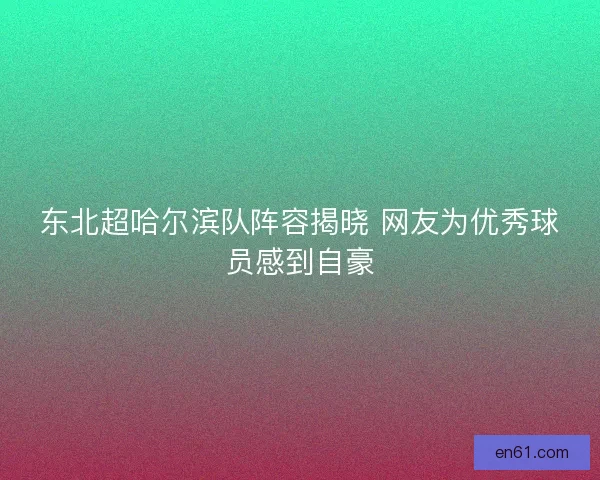东北超哈尔滨队阵容揭晓 网友为优秀球员感到自豪 东北超哈尔滨队阵容揭晓 网友为优秀球员感到自豪